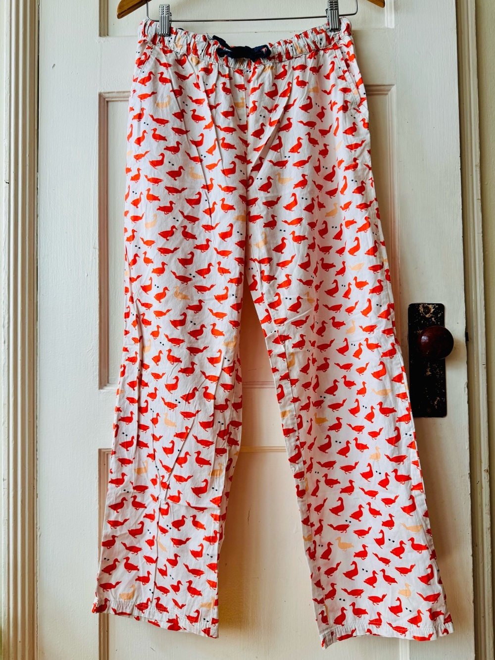 Anthropologie | Porridge Red-Orange Duck Goose Print Pajama Pants - sz SM